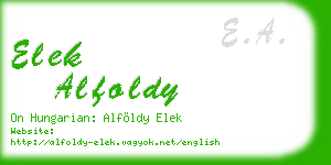 elek alfoldy business card